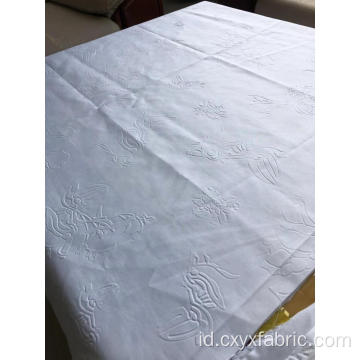 Kain polyester putih 3d emboss untuk tekstil rumah